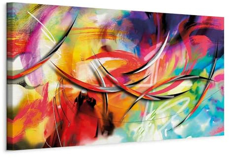 B&D XXL - Tableau Acoustique Abstrait 135x45 cm 1 Partie - Décoration Isolation Phonique Bureau Chambre Panneau Insonorisant Impression sur Toile - Abstrait Coloré Peinture a-A-0001-b-b