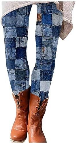 KONG JIMFAN Strumpfhosen Muster Reitleggings Damen Winter Leggings Damen Thermo Termostrumpfhosen Thermohose Damen Gefüttert Winter Geschenke Frauen Strumpfhose Frau(#3 Blue,XXL)