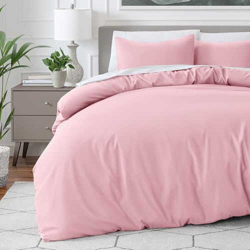 Bare Home Duvet Cover Set Emperor Size - Premium 1800 Ultra-Soft Duvet Cover Set - Lightweight - Cooling Duvet Cover - Bed Duvet Cover with 2 Pillowcases (Emperor, Light Pink)