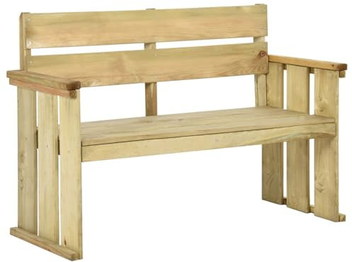 Homgoday Gartenbank 121 cm Sitzbank Balkonbank Parkbank Terrassenbank Ruhebank Relaxbank Holzbank Gartenmöbel Bänke für Garten Terrasse Balkon Kiefernholz Imprägniert