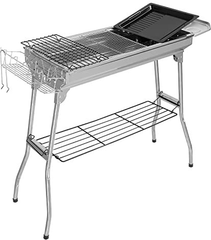 Portable Stainless Steel Grill,Barbecue Charcoal Grill Stainless Steel Folding Portable BBQ Tool Kits for Outdoor Cooking Camping Hiking Picnics Tailgating Backpacking or Any Outdoor Event