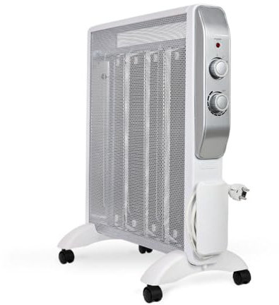 Radiador de mica 2000W | Estufa de mica Blanco | Radiador eléctrico de bajo consumo | Silencioso calefactor de mica portátil | Radiador eléctrico silencioso