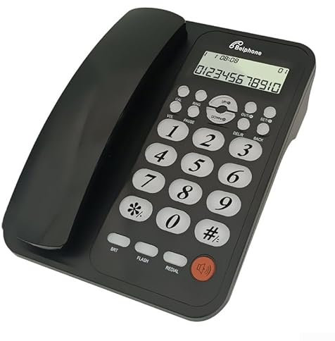 Robust Corded Landline Phone with Caller ID, Call Waiting Compact & User-Friendly(black)