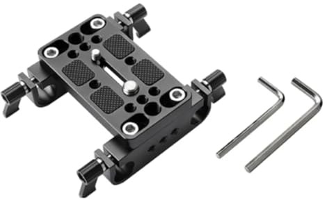 Qussedser Plaque de D'Appareil Photo Pro DSLR Support de D'Épaule Plate-Forme de de Trépied avec Support D'Objectif Tiges de 15 mm (B)