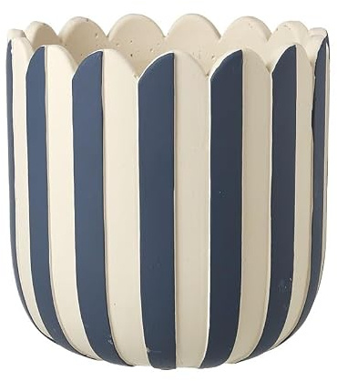 Heaven Sends Large Blue and White Ceramic Planter – Decorative Striped Indoor Outdoor Flower Pot 17cm – Stylish Plant Pot for House or Garden Use