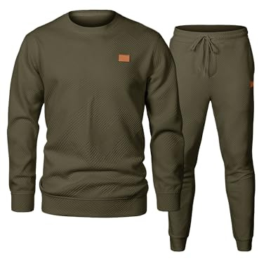 Elegancity Trainingsanzug Herren 2-Teiliger Jogginganzug | Casual Herren Sets,Ganzjährig,Textured Sportanzug Tracksuit,Rundhals Sweatshirt und lange Jogginghose,Freizeit Zweiteiler