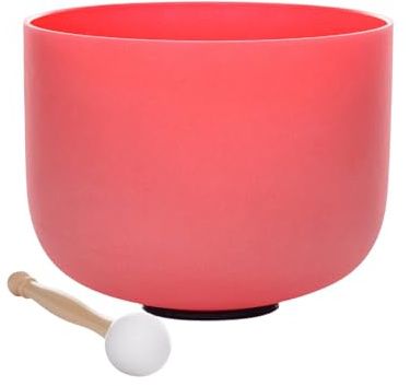 TRAYAYA 432hz Crystal Singing Bowl Red Colour C Note Root Chakra Frosted Crystal Singing Bowl 12 Inch