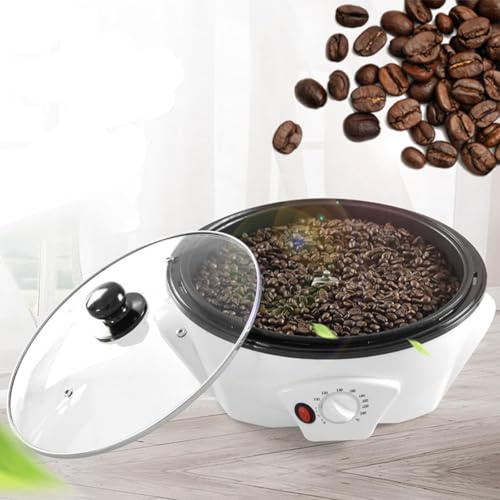 WhAeoy TorréFacteur à Café éLectrique Grande Capacité 800g avec RéGlage De La TempéRature De 0-240°C, 1200W, Vision Transparente pour Café, Restaurant, Bureau,White
