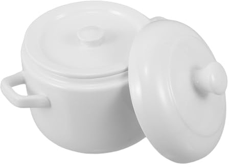 Gatuida Olla Pequeña De Cerámica Con Tapa, Tazón Para Sopa De Cebolla Francesa, Taza Humeante De Doble Asa, Olla De Porcelana Mini Para Cocinar Crema De Huevo, Sopa De, 600 Ml