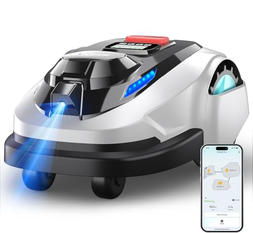 YARDCARE N1600PRO Cortacésped Robot sin Cable Perimetral con RTK & Visión IA, hasta 1600 m², Corte Eficiente en U con Gestión de Zonas, Altura Regulable por App y Evitación Inteligente de Obstáculos