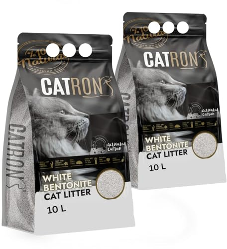 Vorteilspack 2×10 L Catron klumpende Katzenstreu Activated Carbon – Bentonitstreu mit Aktivkohle, extra Starke Geruchsbindung, hohe Saugkraft & staubarme Formel