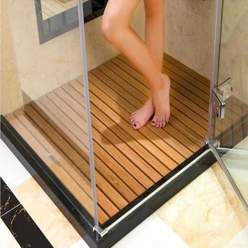 Non-Slip Wooden Bath Mat for Bathroom, Spa, Sauna & Garden – Durable Indoor/Outdoor Shower Mat, Versatile Non-Slip Floor Mat Ideal for Bathtubs & Shower Stalls