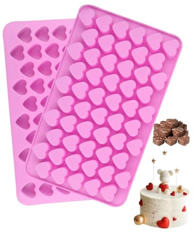 ZKUNL Molde de Silicona en Forma de Corazón, 2 piezas Moldes Chocolate Corazon, Moldes Silicona para San Valentín, para Hacer Pralinés, Cubitos de Hielo, Caramelos, Mousses y Gelatinas