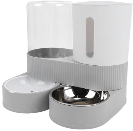 XUMIUZIY Automatic 2-In-1 Cat Feeder | Dual Food And Water Dispenser With Large Capacity For Cats And Dogs (Grey)