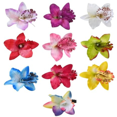 Hawaiianska Blommor till Håret 10 Stycken Artificiella Hawaiianska Boiska | Blomhårspännen för Semester Helg Festival Resa Bröllop Brudparty Sommar Vår och Vardag
