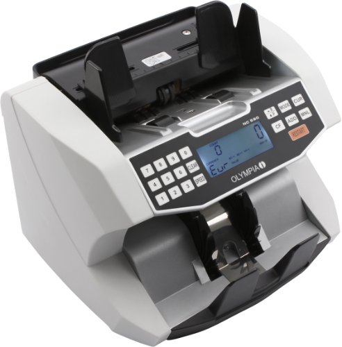 Olympia NC 590 Geldzähler für Scheine | Gemischtwertzähler | unsortierte Banknoten | Geldscheinprüfer | Falschgeldprüfung | 1500 Noten/Min | Zählmaschine für Geldscheine | Frontladegerät | LCD Display