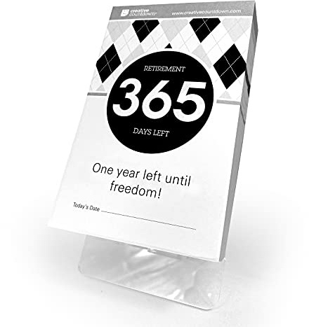 Retirement Count Down Calendar - 5.75x3.75 - Black and White Tear Off Countdown Desk Calendar (White and Black, 1 yr (365)-Day Retirement)