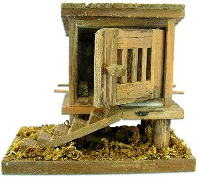 Unbekannt Krippenzubehör Hühnerstall groß, Höhe 9,5cm / Länge 11cm