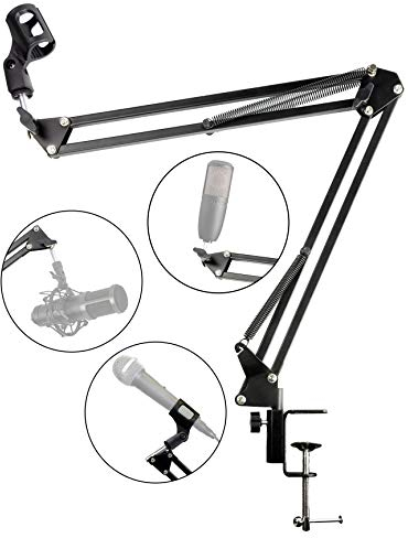RockJam MS050 Microphone Stand Microphone Scissor Arm Stand Compact Mic Stand made of Durable Steel