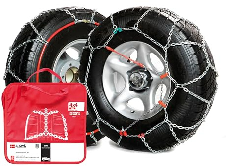 SNOVIT 4x4 NEO Talla 480 - Cadena de nieve metálica 13 mm. SUV y 4x4. Certificación ÖNORM EN16662-1. Set 2 Uds.