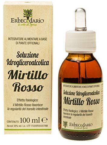 Mirtillo Rosso Gemmoderivato, Utile per la Regolarità Intestinale, Integratore mirtillo rosso per le Vie Urinarie, Soluzione Idrogliceroalcolica favorisce il benessere delle Vie Urinarie - 100ml