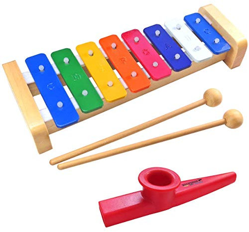 keepdrum KGS2 Glockenspiel für Kinder Musik-Spielzeug + Kazoo Tröte Rot