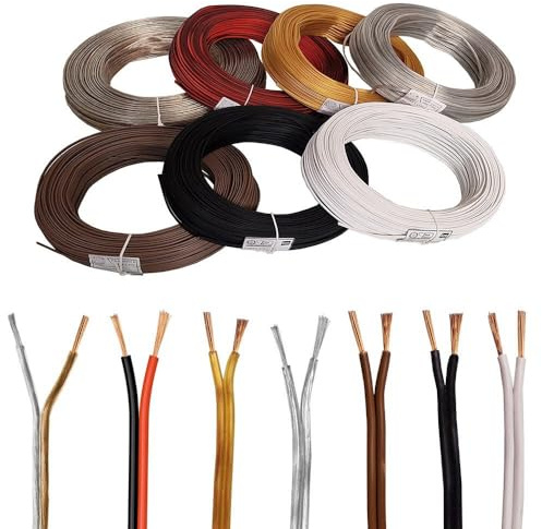 ELETTRO CAVI K - CAVO ELETTRICO PIATTINA BIPOLARE ROSSONERA 2x1 mm² COLOR ROSSO NERO 2 POLI IN RAME PER IMPIANTI AUDIO CASSE STEREO PROFESSIONALE MADE IN ITALY 50 METRI