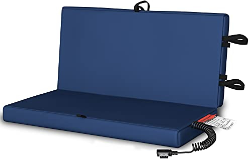 Bumfire Sitzkissen Beheizbar & Faltbar - Akku Heizkissen Kabellos mit USB Anschluss - Elektrisch Beheizbare Wärmekissen Sitzauflage Stadion, Camping, Rollstuhl, Outdoor Kissen - Navy - 35x35 cm
