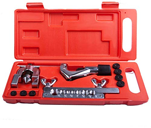 Wostore Double Flaring Tool Kit for 3/16-5/8 7 Dies Automotive Line Tubing Cutter with Replacement Blade and Remear