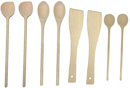 Balna 8er Kochlöffel Set aus Holz – Löffel Küchenhelfer Set 25-35 cm Holzkochlöffel Rührlöffel inkl. Pfannenwender Holz - MADE IN EUROPE