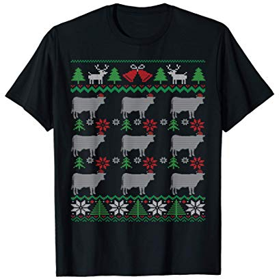 Vaca Santa Navidad | Granjero Lechero Cow Christmas Camiseta