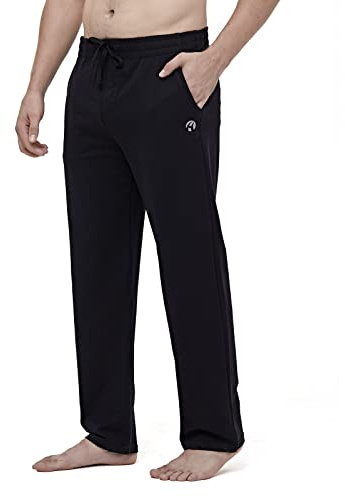 HMIYA Herren Jogginghose Baumwolle Sweathose Lange Atmungsaktiv Sporthose Yogahose Klassische Trainingshose mit Taschen(Schwarz,L)