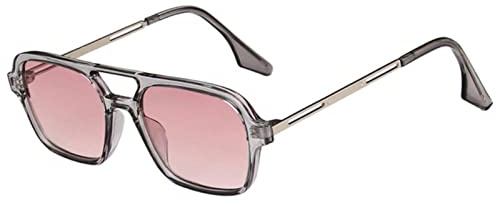 XKUN Sonnenbrille Retro Doppelbrücken Frauen Sonnenbrille Rosa Gradient Eyewear Trending Hollow Leopard Blaue Sonnenbrille Männer Shades-Gray Pink,As The Picture