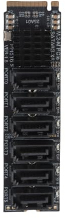 Dpofirs M.2 auf SATA3.0 Adapterkarte, Uplink PCIE3.0 X2 16 Gbps, Downstream SATA3.0 6 Gbps X 5, SATA 6 Ports Adapterkonverter Festplattenerweiterungskarte ASM1166