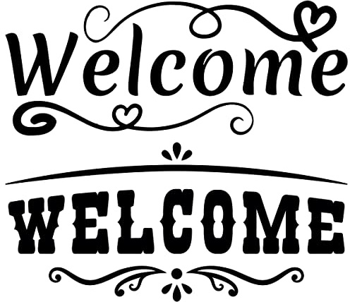 MEFOSS 2 PC Welcome Wall Decal and Door Sticker - Front Door Sign Vinyl Letter Stickers for Entryway Bedroom Decor