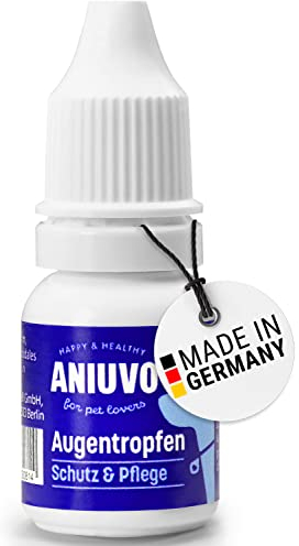 ANIUVO® Augentropfen Hund - Made IN Germany - Augentropfen für Hunde & Katzen mit kolloidalem Silber - Augenpflege gegen Tränenflecken, gereizte & juckende Augen - 10ml