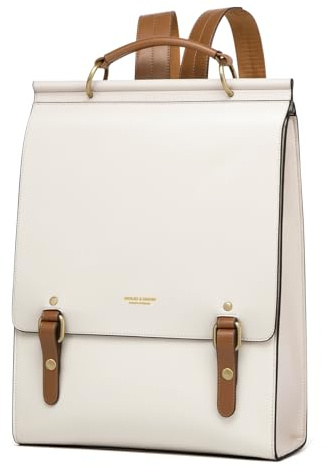 Cnoles Zaino Business per Donna in Vera Pelle Elegante Zaino Urbano Impermeabile Antifurto con Porta Laptop per Ufficio, Università e Viaggio