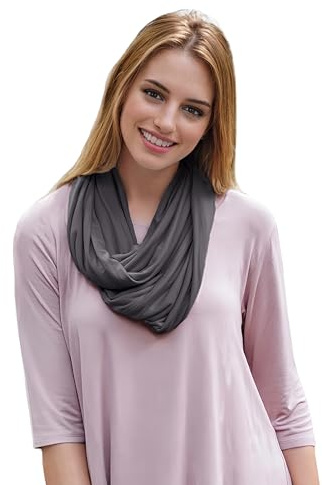 Lina & Lily Premium Modal Jersey Knit Women's Infinity Scarf Loop Lightweight (Dark Gray)