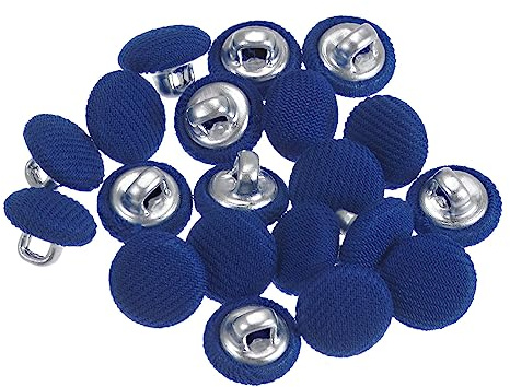 sourcing map 20 Stück 10 mm Knöpfe Tiefblau mit Stoffüberzug Vintage Stoffknöpfe Bezogen Nähknöpfe Runde Retro Bastelknöpfe Metallschaft für Mantel Strickjacke Anzüge Kleider Blusen