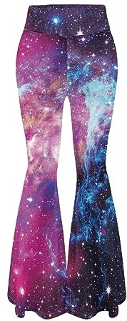 TODIYADDU Purple Galaxy Flared Yoga Pants for Women Starry Sky Pants High Waisted Tummy Control Butt Lifting Bootcut Leggings for Workout Yoga Planetarium Lightweight Sweatpants, S