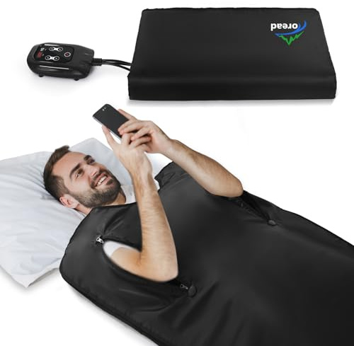 TOREAD Manta de sauna portátil de infrarrojos lejanos con control remoto, temperatura ajustable, sudoración rápida, calefacción corporal para relajación en el hogar