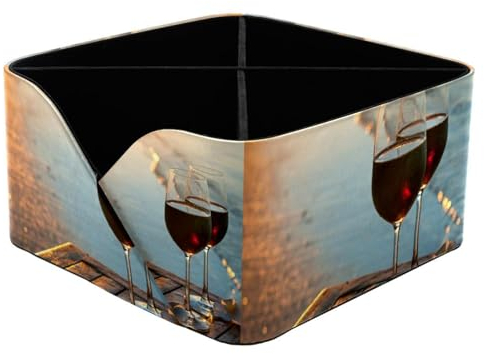 VAPOKF Zwei Gläser Rotwein Schreibtisch-Organizer mit 4 Fächern, Stifthalter, Stiftehalter, Aufbewahrungsbehälter für Schreibtisch, Schreibtisch-Aufbewahrung, Schreibwarenbedarf für Home Office