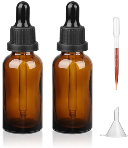 iulrtba Bärnstensglaspipett och flaska 50 ml - droppräknare - tom eterisk olja - 2 tillbehör ingår