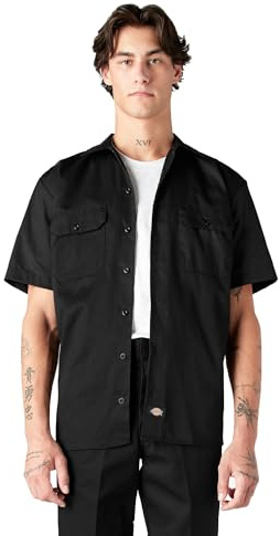 Short Sleeve Work Shirt, Black, 2X