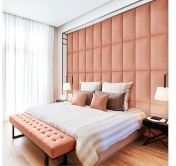 TRANS - PAL Upholstered Velvet Accent Wall Panels, Pack of 1/2/4, 60 x 30 cm, Easy Install, Wall-Mounted Headboards, Anti-Collision Padding for Kids' Rooms (4, pink)