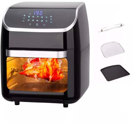 Wintem Luftfritteuse, 12 l, multifunktional, ölfreies Kochen, digitaler Bildschirm, Heißluftumwälzungstechnologie - Luftofen mit 3 Zubehörteilen.