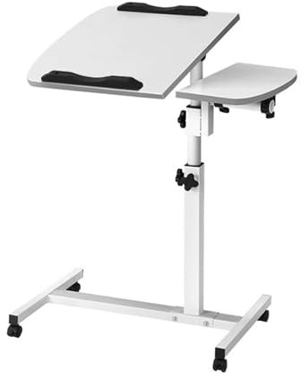 YTGHBIML Arbeitstische Rollbarer Laptop-Schreibtisch, künstliches Brett, Verstellbarer Beistelltisch, Betttisch, Stahlrahmen, anhebbarer Betttisch mit Rollen Praktisches Geschenk