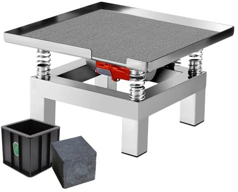 Fablestoryem Beton Vibrationstisch, Vibrationsprüfstand Testblock Vibrationsplattform Edelstahl Kleiner Beton Rütteltisch 3000-3600 U/Min, zum Formen und Verdichten, 350 * 350mm,220V