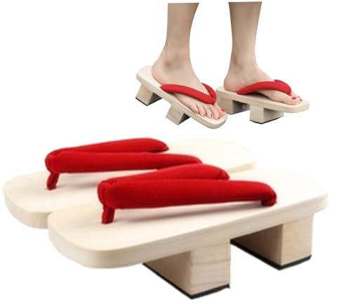 Sandalias de geta, 1 par de zuecos de madera japoneses, zapatos japoneses tradicionales con base sin deslizamiento, cómodas zapatillas japonesas para hombres para hombres, para zapatos 36-38 Tubnos d