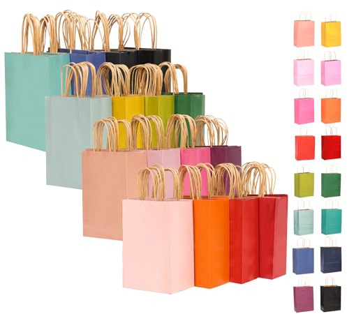 Gcardist Große 32Pcs Kraftbeutel Mit Griffen 33x26x13cm Geschenktaschen 16 Verschiedene Senior Farbe Taschen Mehrfachverwendung (13x10x5Inch, Große Größe)